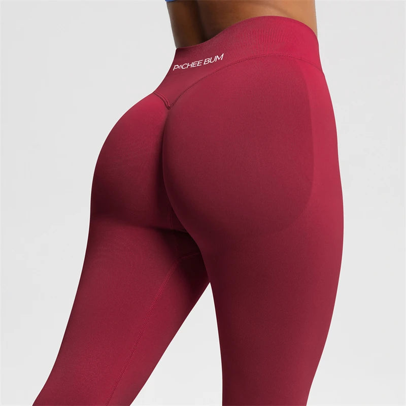 Bum Shaping Leggings Women Seamless Sports Yoga Pants Low Ribbed Band Gym clothes Fitness Workout Scrunch Butt Tight