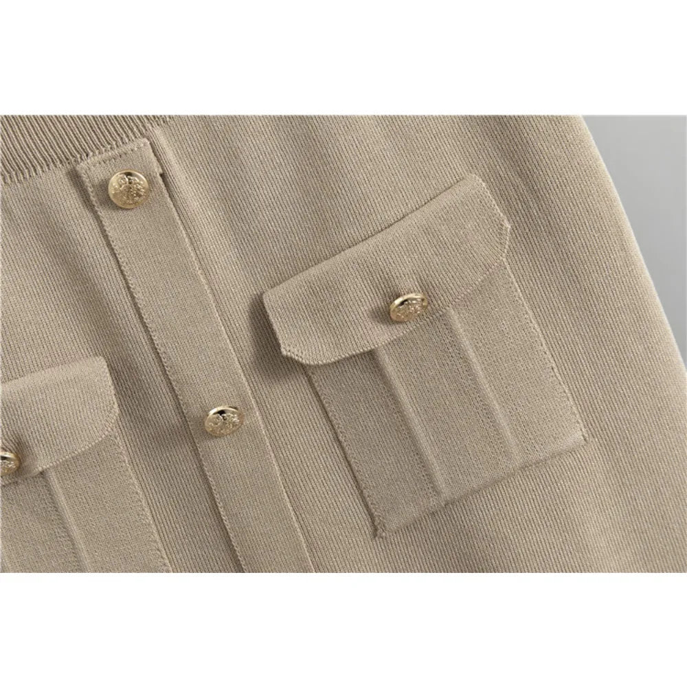 Women Knit Two Piece Skirt Sets Cardigan V Neck Single Breasted Sweaters A Line Long Skirts Casual Suit Thick Warm Elegant