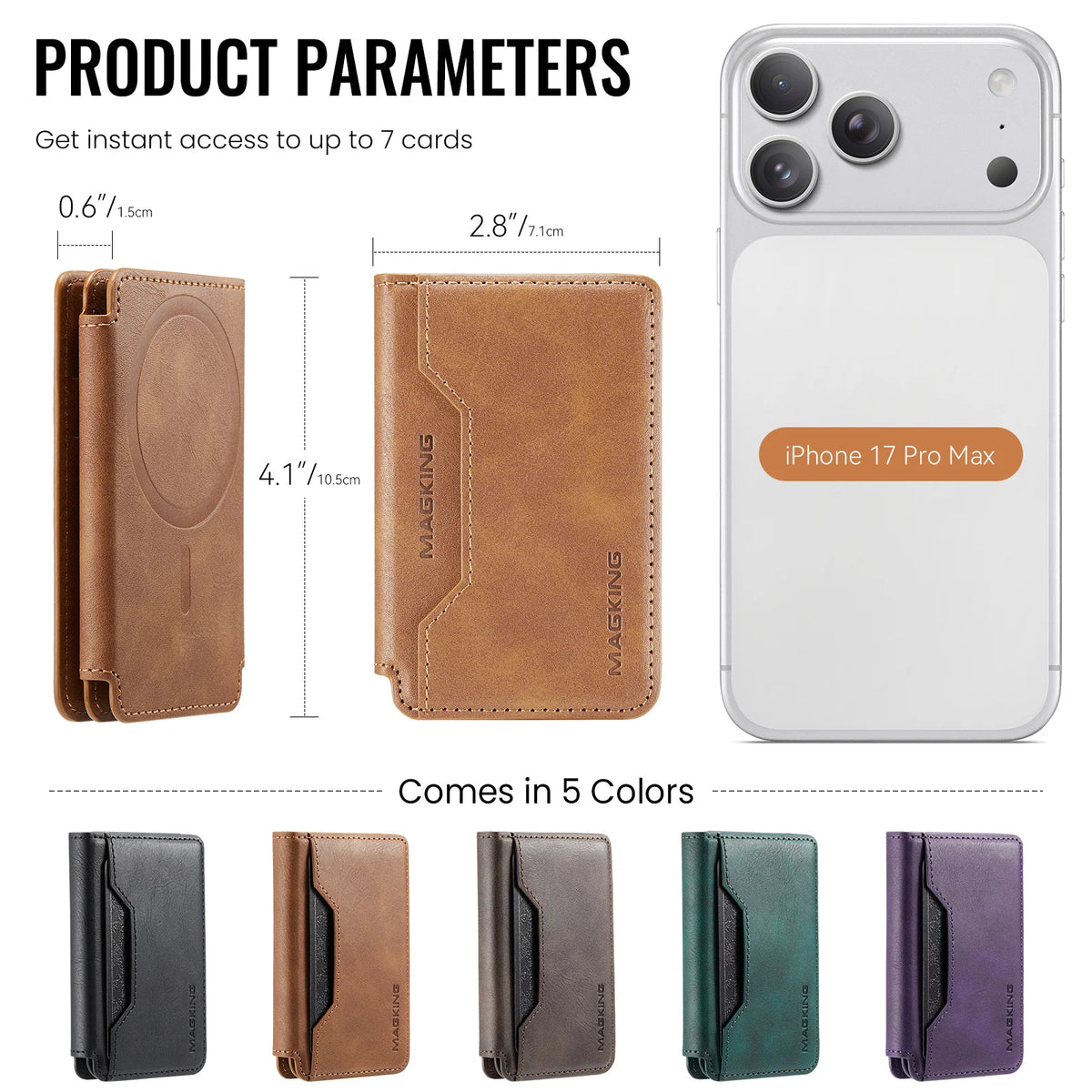 For IPhone 18 13 14 15 16 17 Pro Max Plus For Magsafe Leather Wallet Magnetic Cellphone Card Holder Multi-Card Slot Mini Wallet