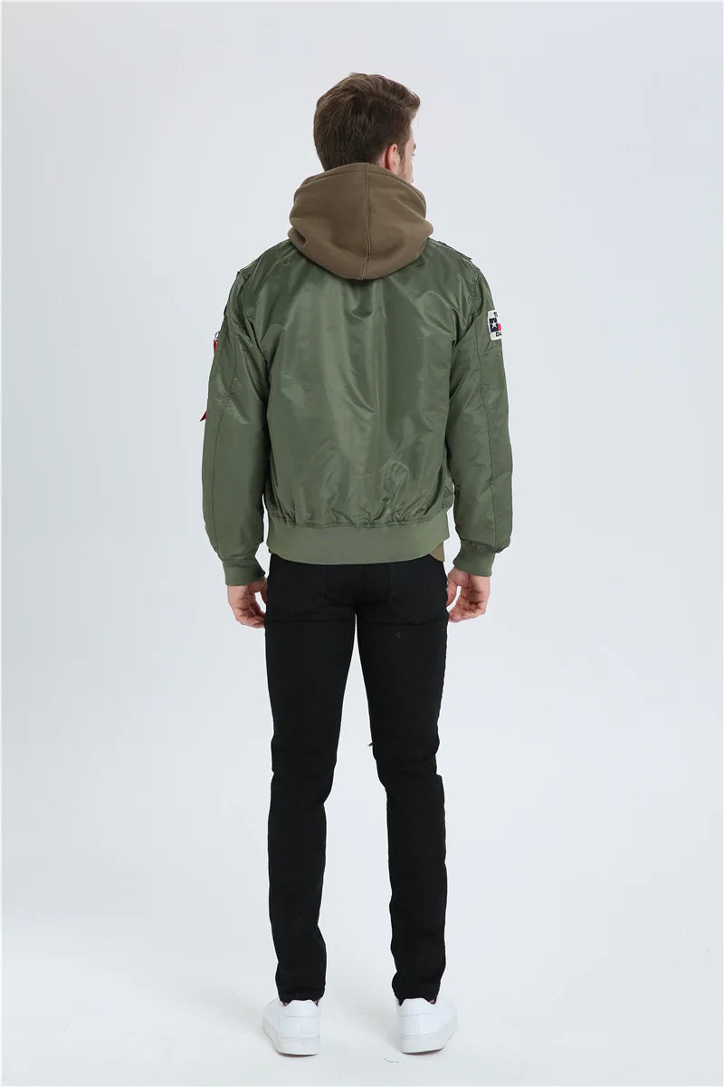 High Quality Military Fashion Casual Boy Youth Lightweight Top Gun Patch Embriodey Streetwear Ma1 Satin Flight Bomber Jacket Men