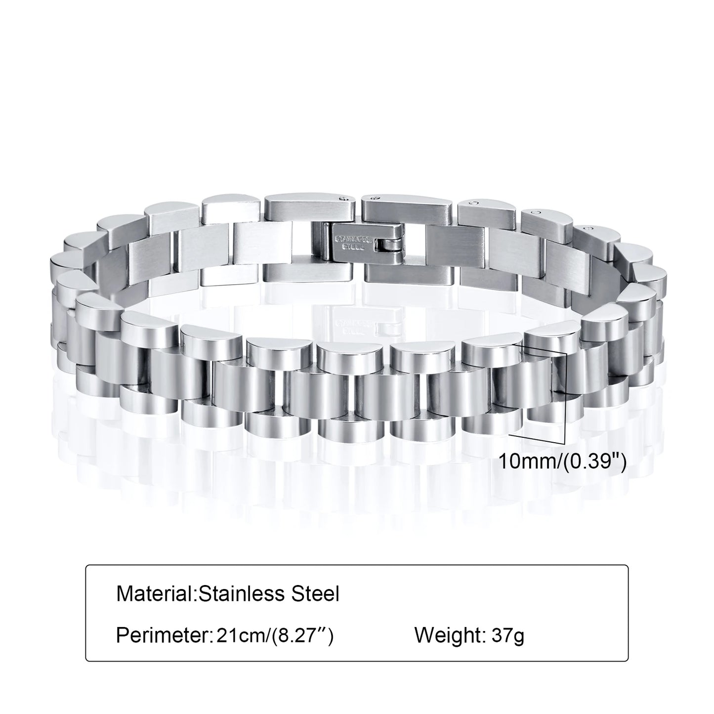 Vnox Stainless Steel Classic Watchband Bracelet For Women Men,Watch Straps Width Link Chain Bracelet Bangle,Unisex Hand Jewelry