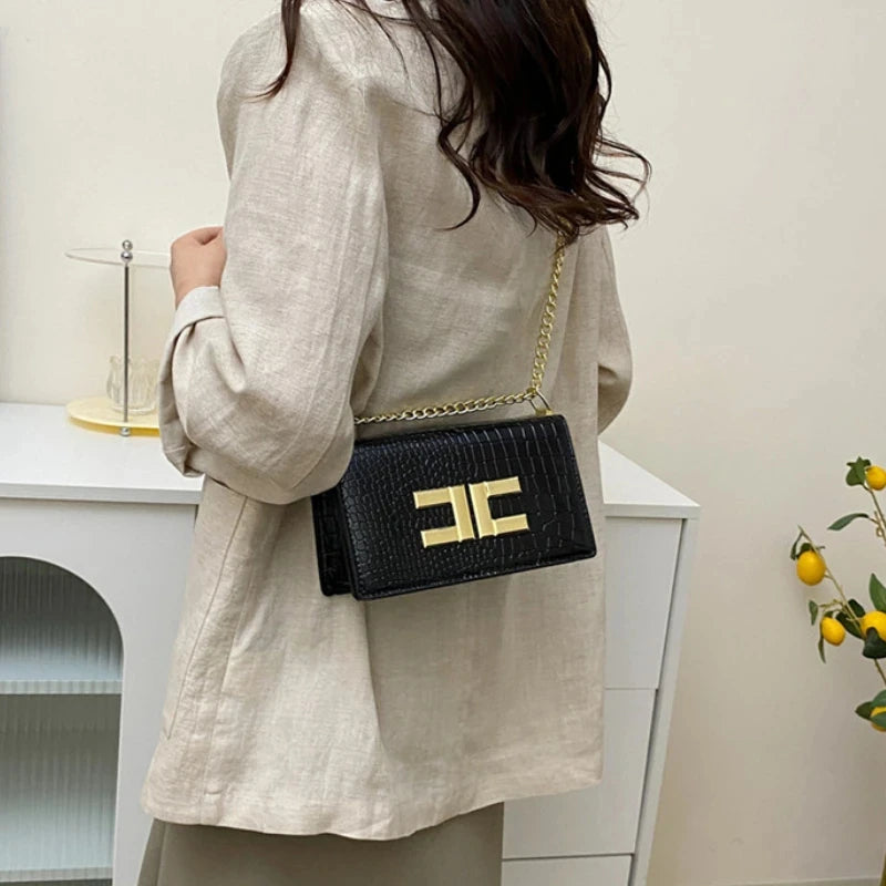 Luxury Designer Bags Women Handbag Fashion Simple Commute Small Square Bag Vintage Alligator Pattern Flap Shoulder Crossbody Bag