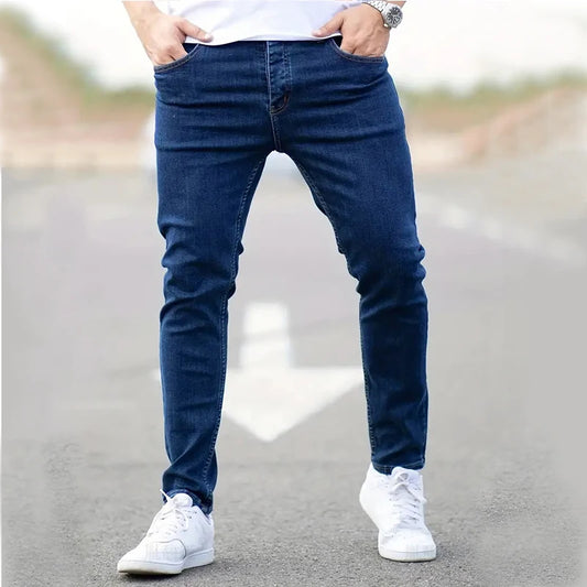 Mens Jeans Slim Fit Quality Gray Casual Male Jeans Pants Skinny Fit Men Pants Hip Hop Streetwear 98% Cotton Denim Trousers