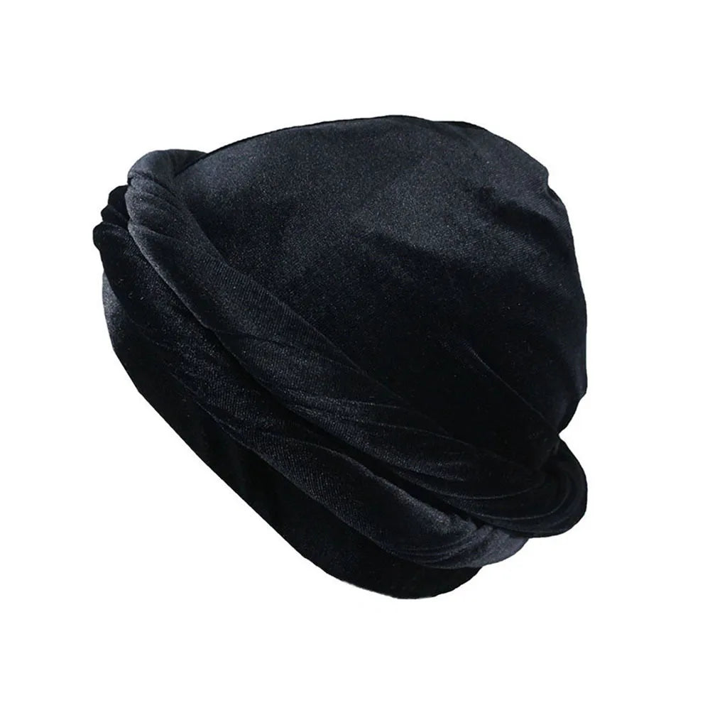 Samt-Halo-Turban für Männer, mit Satin gefütterte Turbane, weich gedrehtes Kopftuch, seidig gefütterte Durags, Street-Hip-Hop-Mütze für Männer