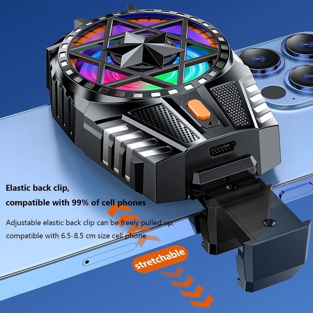Mobile Phone Radiator Rechargeable Mobile Phone Game Cooler 3 Speed Adjustable Back-Clip Fan Radiator for Phone Tablet Phablet