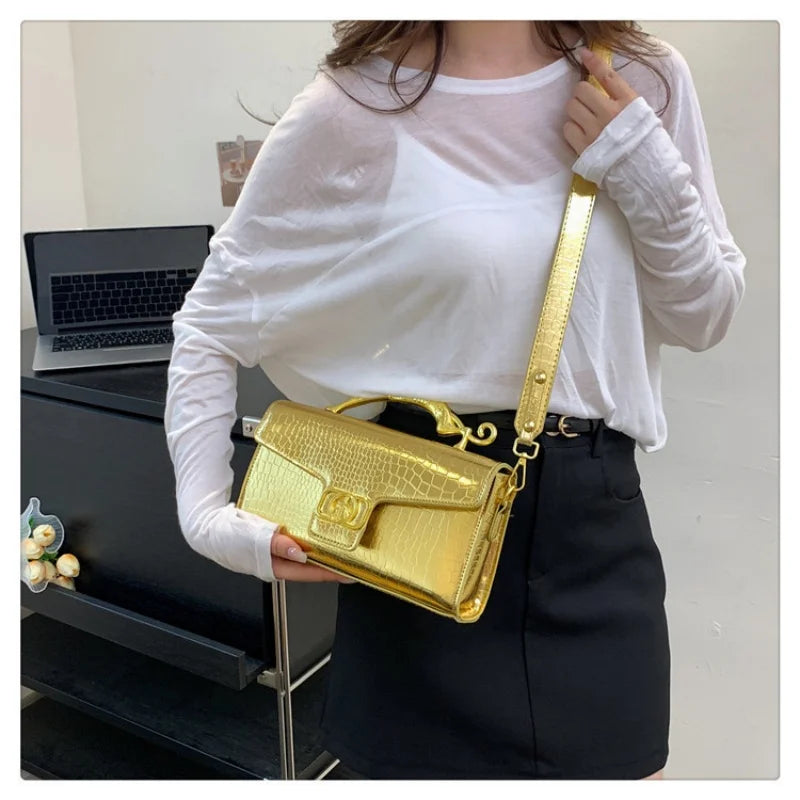 Women Luxury Brand Design Leather Bag New Ladies Metal Buckle Simple Fashion Shoulder Bag Party Oblique Bag
