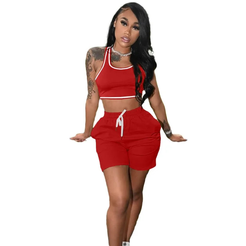 Casual Workout Sets 2 Piece Outfits for Women 2025 Sport Crop Tank Top High Waist Yoga Shorts Leggings Lounge Wear Tracksuit