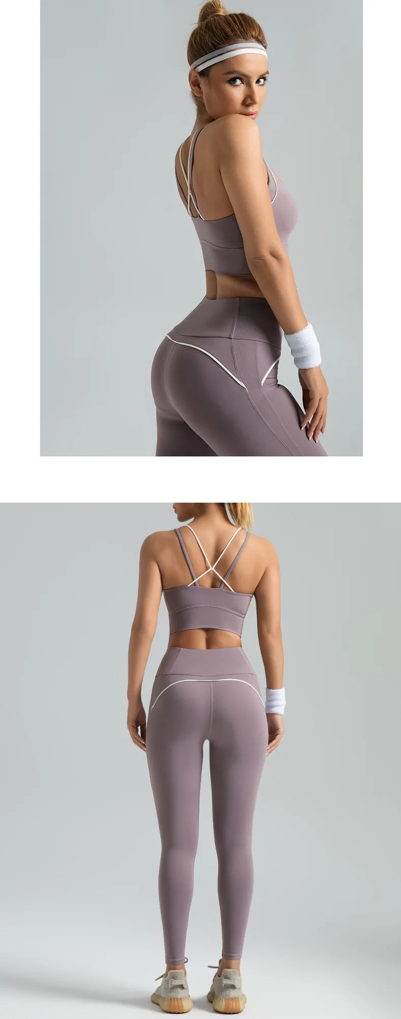New Women's 2pcs Yoga Set Yoga Clothes High Waist Strap Cross High-elasticity Yoga Sports Bra Fitness Wear Set Women's Tracksuit
