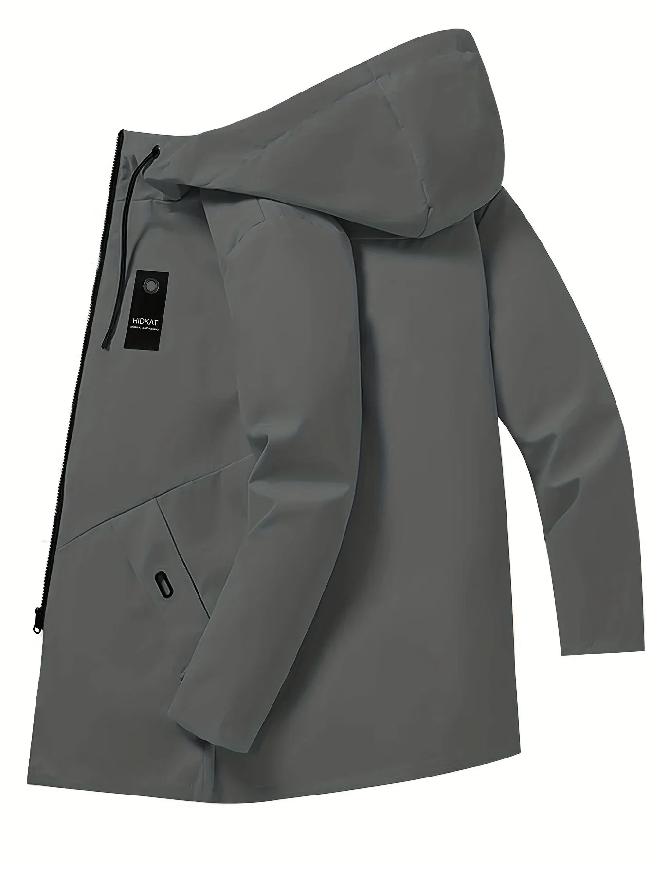 Men's Fashion Casual Jacket with Hood and Drawstring, Solid Color, Suitable for Spring and Autumn Casual Attire