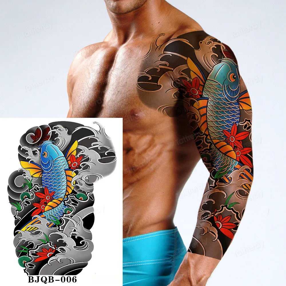 Men Super Large Chest Temporary Tattoo Stickers Full Arm Sleeve Body Art Muscle Adult Tattoo Waterproof Totem Tribal Dragon