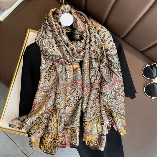Luxus-Design-Marke Print Hijabs Schals Frauen Cashew Strand Stolen Pashmina Große Schal Wrap Stirnband Foulard Neue Dekor