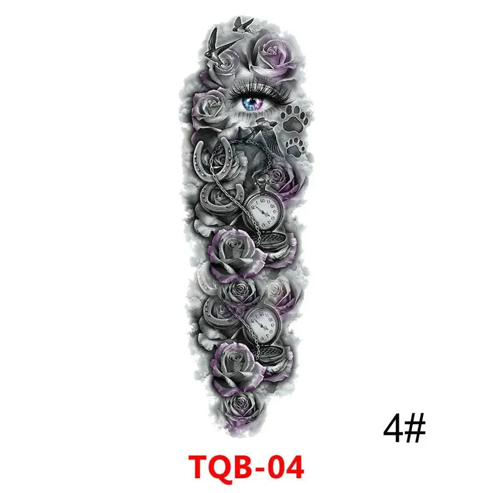 Waterproof Temporary Tattoo Sticker Full Arm Large Skull Old School Tatoo Stickers Flash Fake Tattoos for Men Women