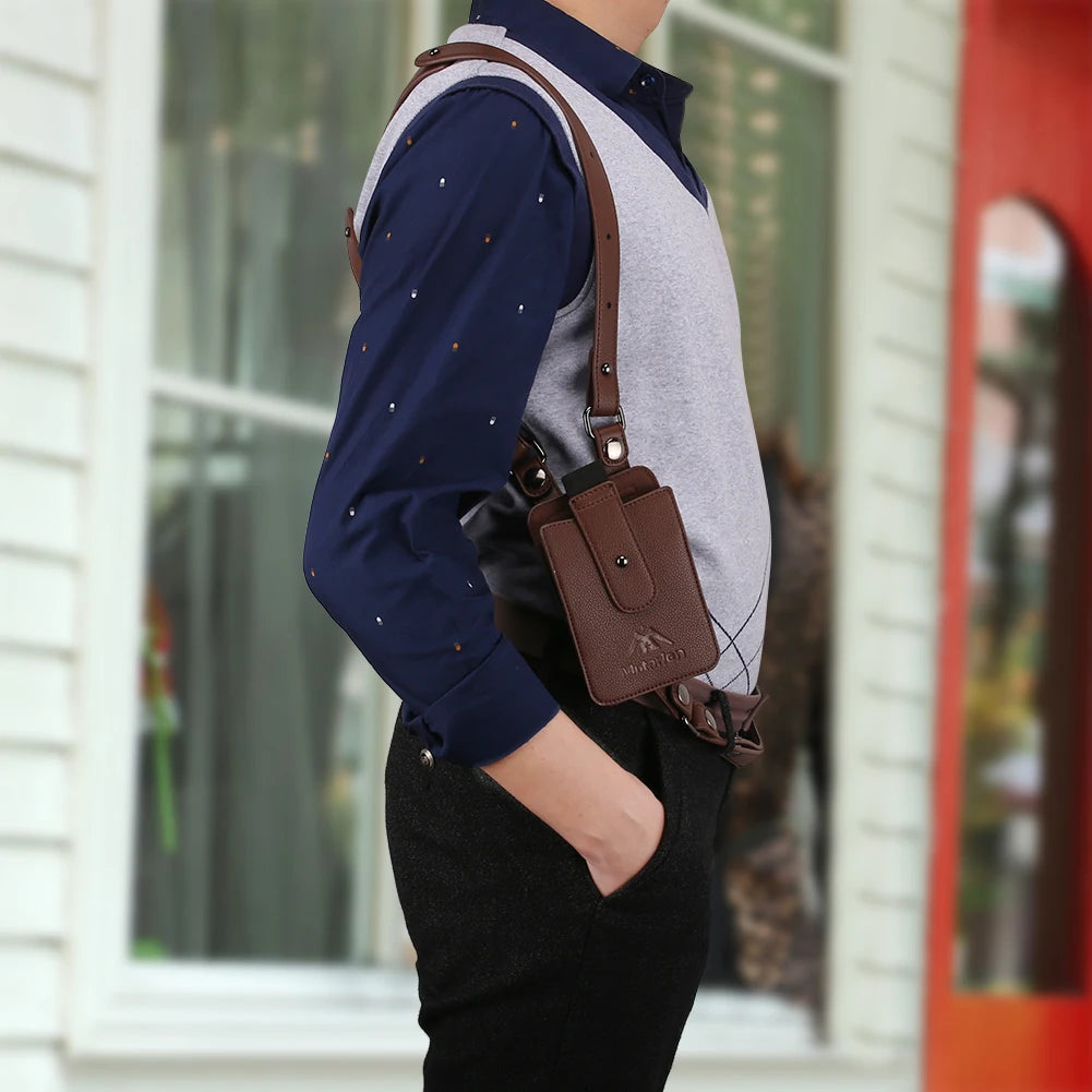 Portable Leather/Nylon Underarm Wallet Anti-Theft Hidden Holster For Phone Men Secret Agent Double Shoulder Wallet Bag Case