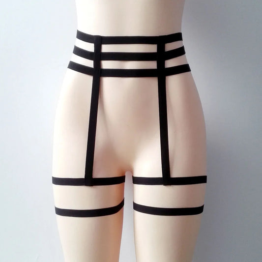 Elastic Cage Chain Suspender Strap Hollow Leg Garter Belt Harness