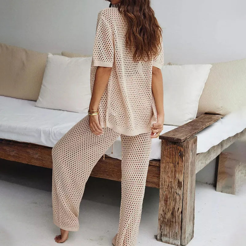 Beach Capes On Swimsuit Summer Clothes Coverup Pareo Playa 2025 Sexy Dress Kaftan Fashionable And Hollow Out Woolen Long Pants
