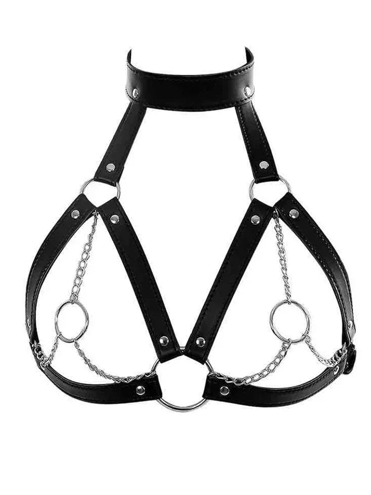 Women’s Leather Body Harness Belt -BDSM Bondage Lingerie,Adjustable Chest Straps,Fetish Intimate Adult Products Sex Toy Clothing