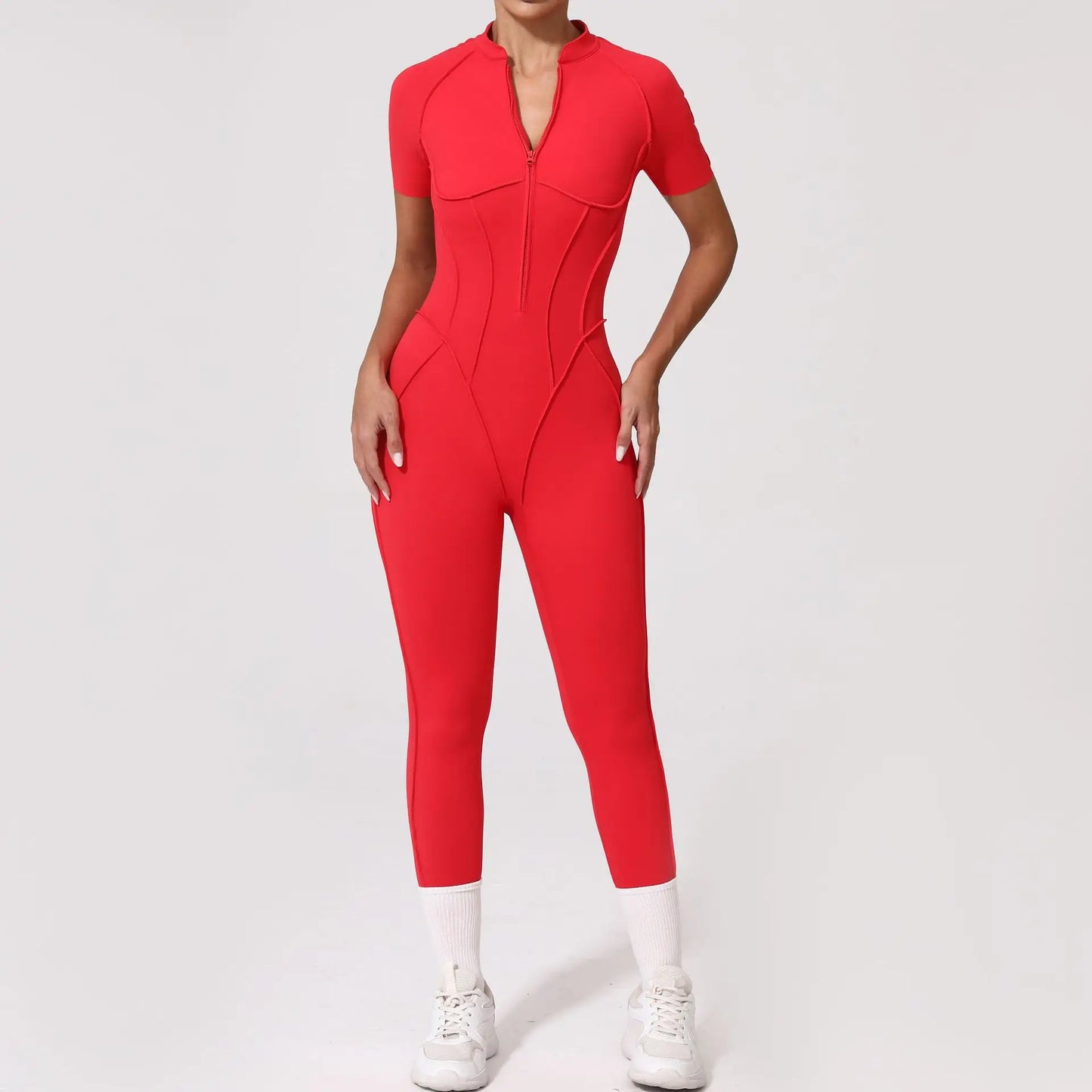 Women's Tracksuit Gym Workout Sports Clothes Outfit Zipper Jumpsuit Yoga Fitness Overalls Set Open Back Bodysuits Suit for Women