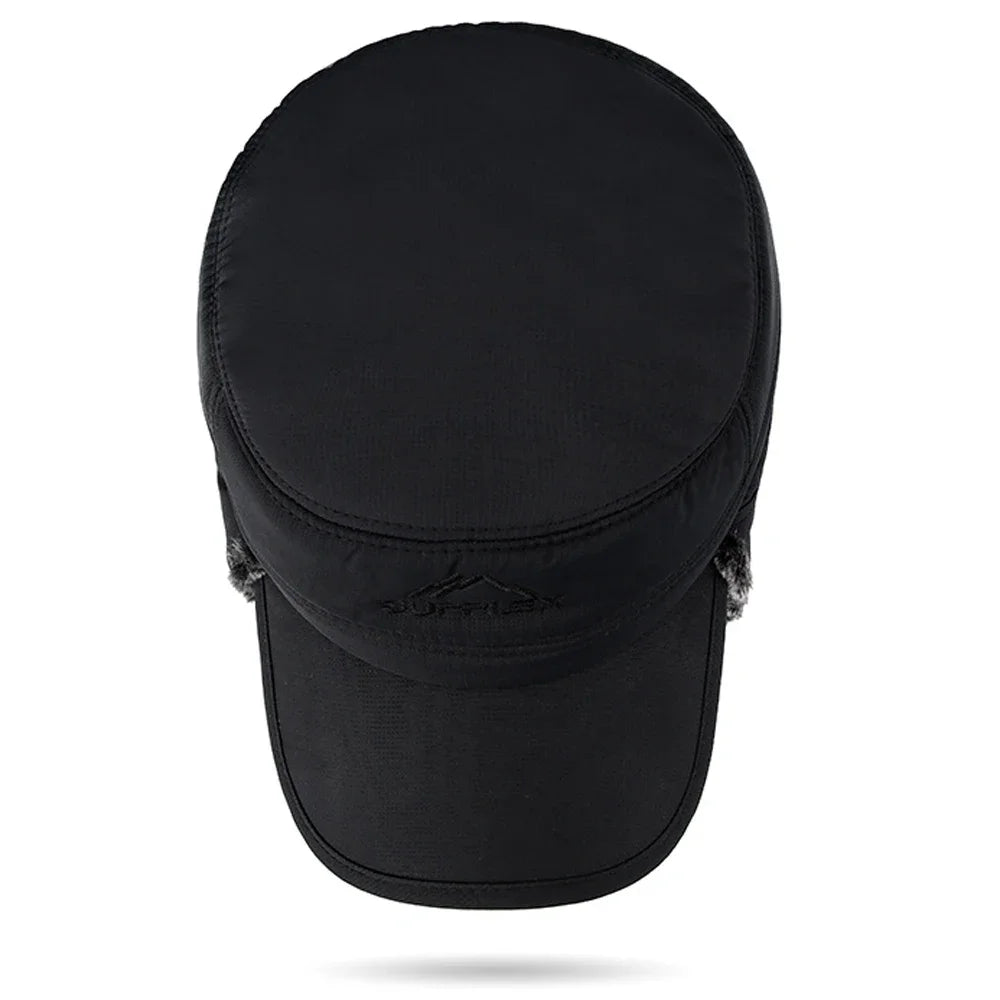 Fashion New Winter Bomber Hats Men's Northeast Mask Ushanka Lei Feng Hat Outdoor Windproof Keep Warm Thick Earmuffs Flat-Top Cap