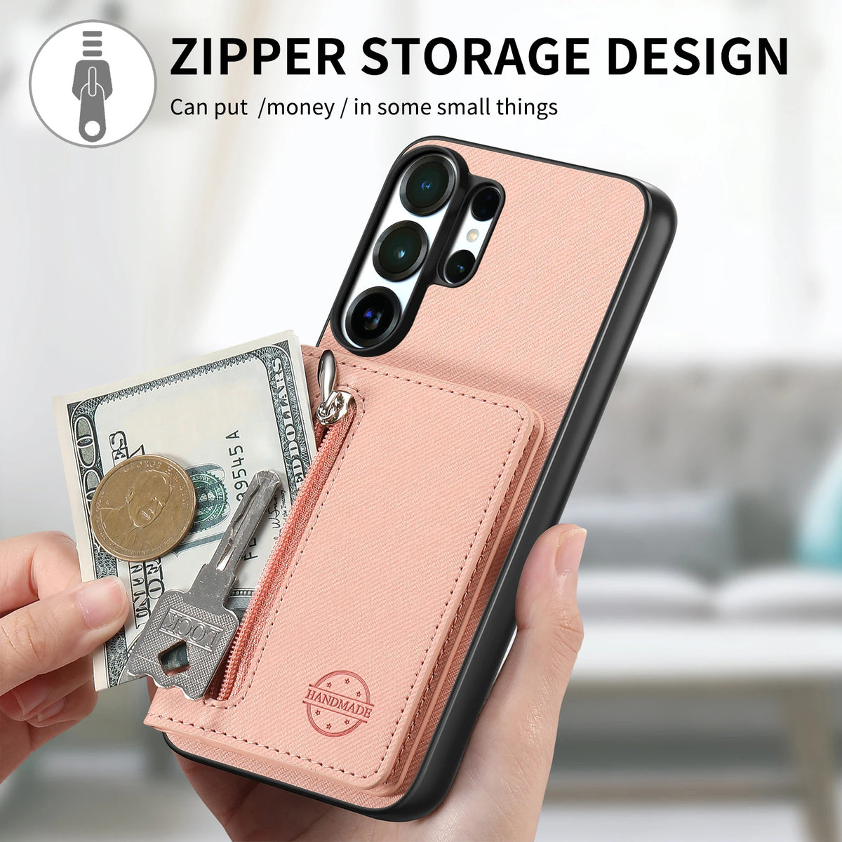 Zipper Cards Wallet Leather Phone Case For Samsung Galaxy S26 S24 S23 S22 Ultra Plus S23 S26 S25FE Purse Card Holder Stand Cover