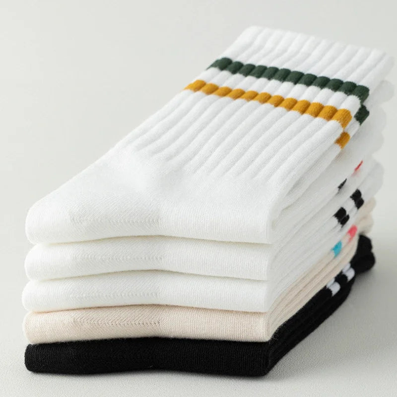 Neue Unisex-Socken aus gestreifter Baumwolle bis zur Mitte der Wade, warme, schweißabsorbierende Anti-Reibungs-Sportsocken, Herren-Basketballsocken, Laufsocken
