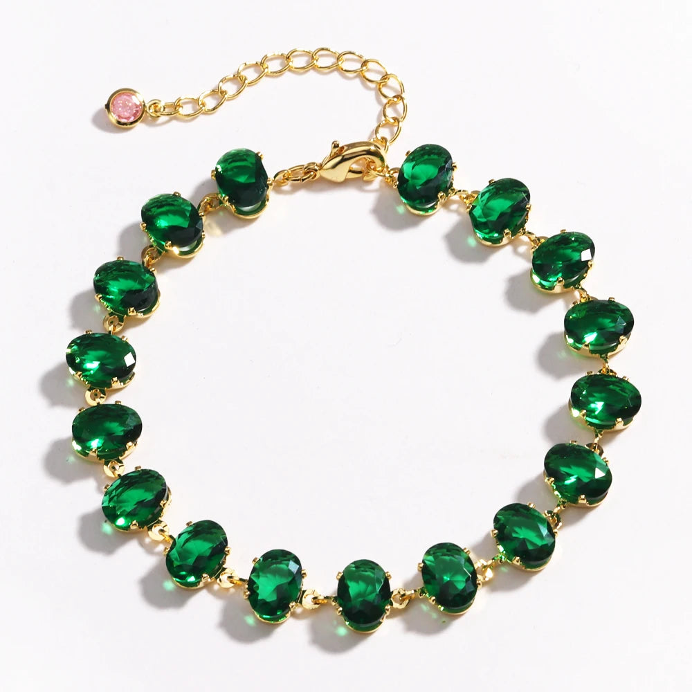 Mix Style Green Micro-inlaid Zircon Tennis Bracelet for Women ew Men Bracelet Homme Jewelry