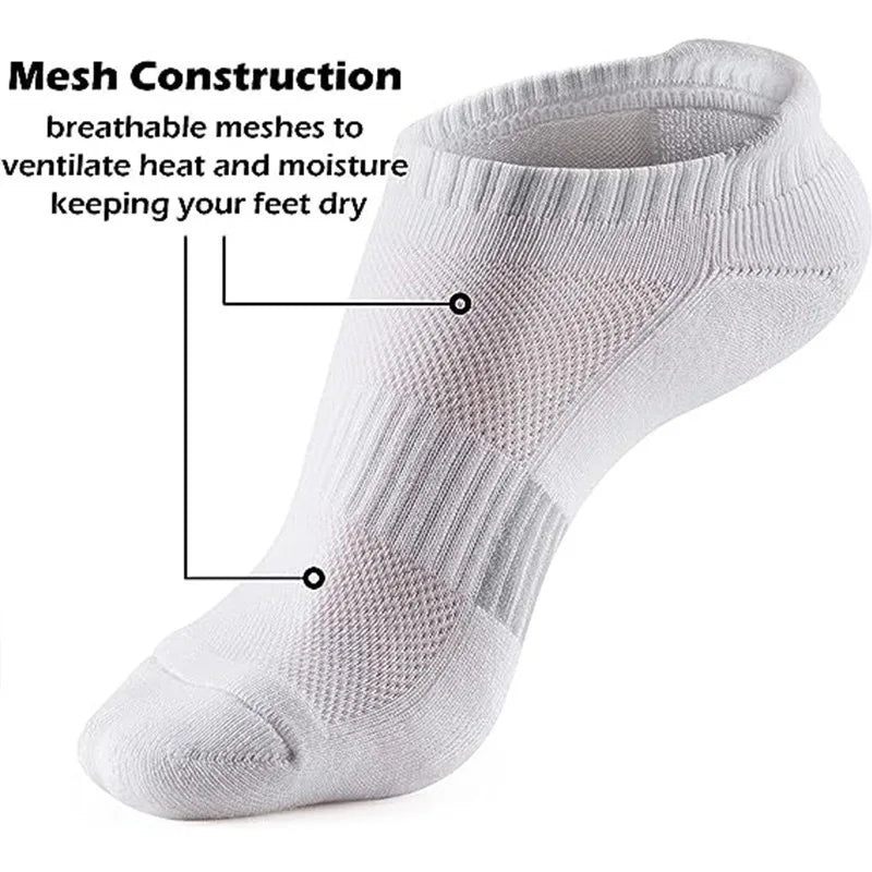Unisex Athletic Ankle Socks – Heel Tab Design, Stay-in-Place Fit, Breathable Mesh, Ideal for Running