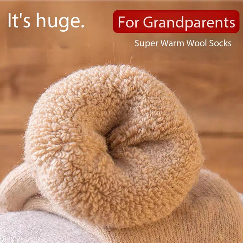 1 Pairs High Quality Men's Wool Socks Winter Thick Warm Snow Boots  Socks Outdoor Cold Resistant Frost Proof Super THick Socks