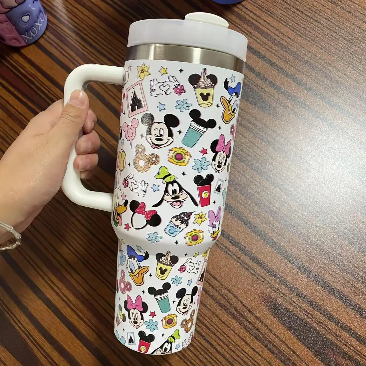 Stitch And Angel Stainless Steel Tumbler Cartoon Comic Thermal Mug With Straws And Lid 40oz Mugs Cup Cold And Hot Water Bottle