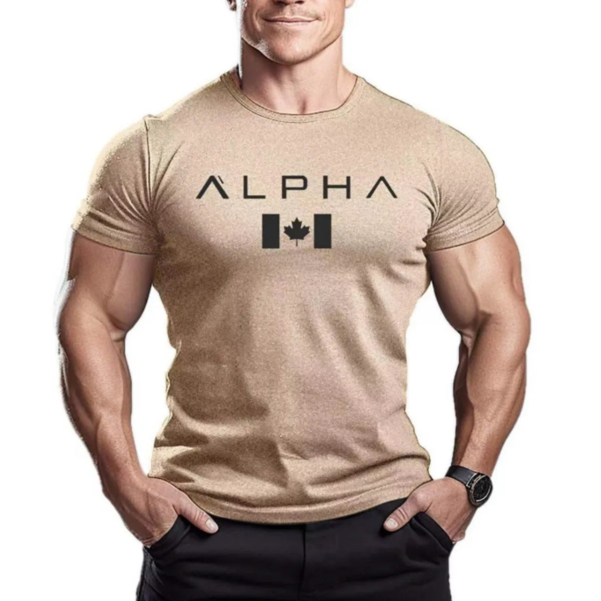 Herren Sommer Ahornblätter T-Shirt Gym Man Buchstabendruck Kurzarm Sport Fitness Schnelltrocknend Casual Top Übergroße Kleidung