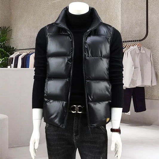New Autumn Winter Down Cotton Vest Men's Casual Vest Jacket Warm Horse Clip