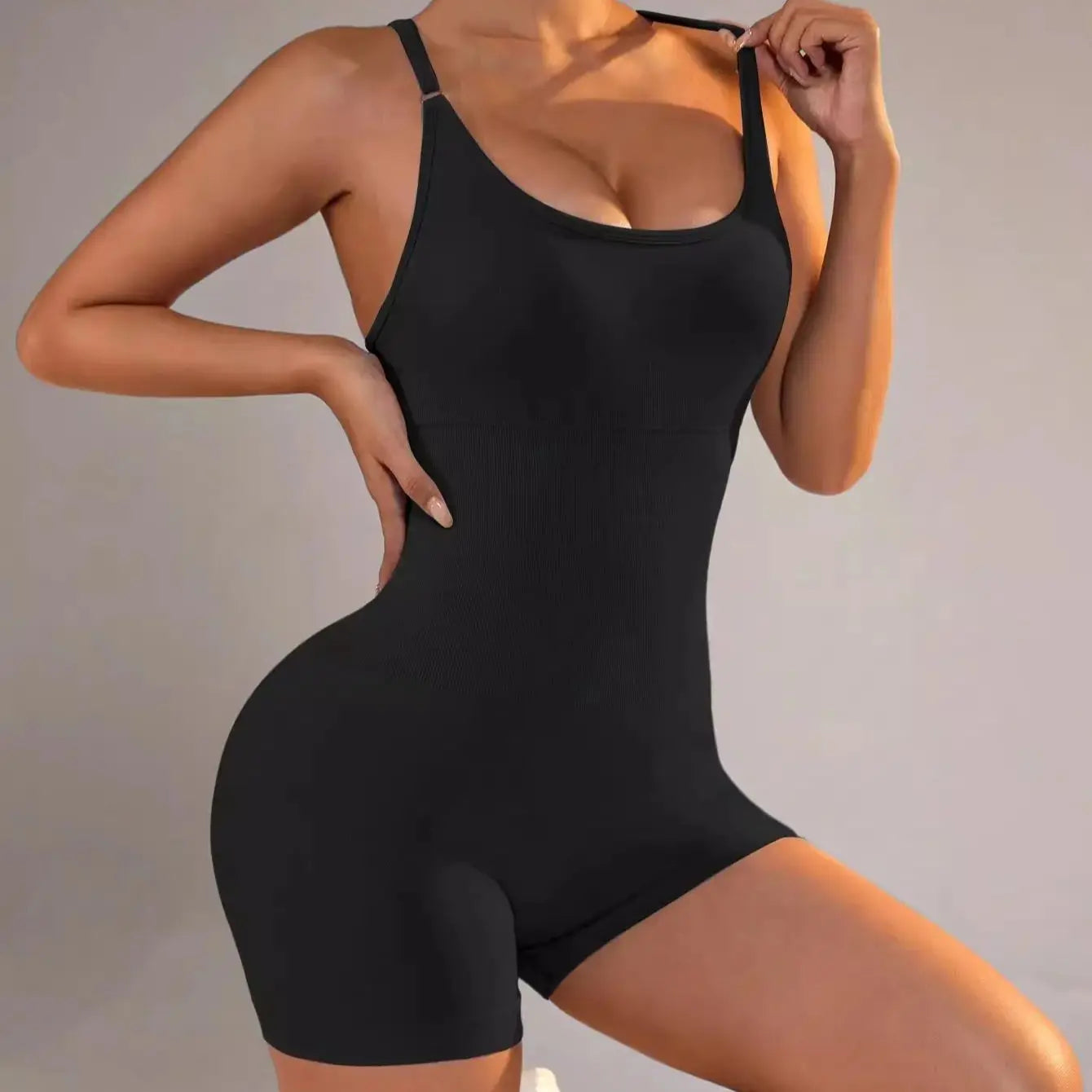 Women's Yoga Jumpsuit, Sexy One-Piece Fitness Romper with Strap, Tummy Control & Padded Sports Bra for Workout
