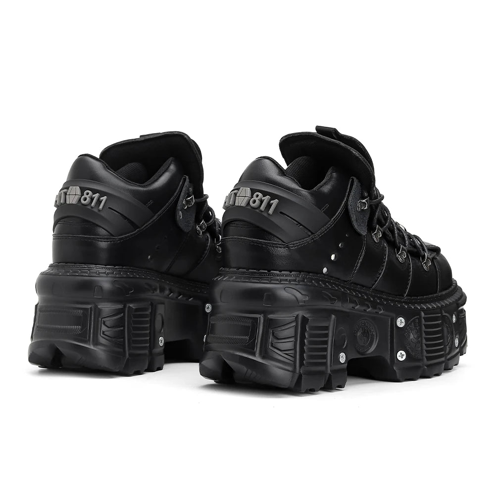 New Women Shoes Punk Style  Lace-up Heel Height 6CM Platform Shoes Woman Gothic Ankle Rock Boots Metal Decor Woman Sneakers