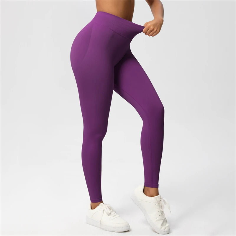 Bum Shaping Leggings Women Seamless Sports Yoga Pants Low Ribbed Band Gym clothes Fitness Workout Scrunch Butt Tight