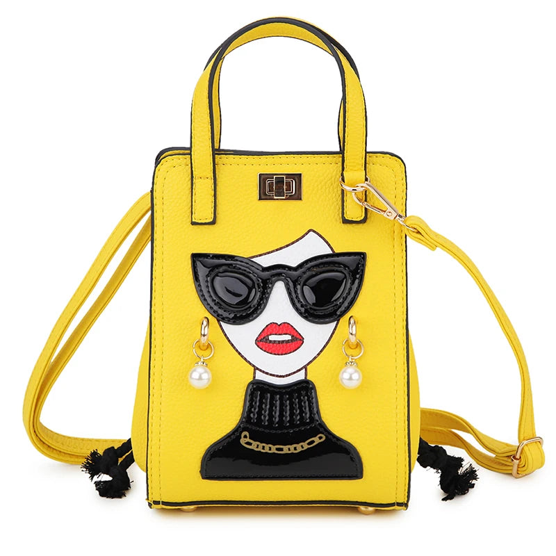Novelty Lady Face Crossbody Bag for Women Fashion Purses and Handbags Designer Shoulder Bag Party Clutch Bat Bag Casual Totes