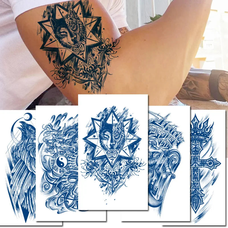 Juice Net Red Tattoo Sticker Lasts 7-15 Days Herbal Plant Semi Permanent Temporary Tattoos Sticker Size:180 * 110mm