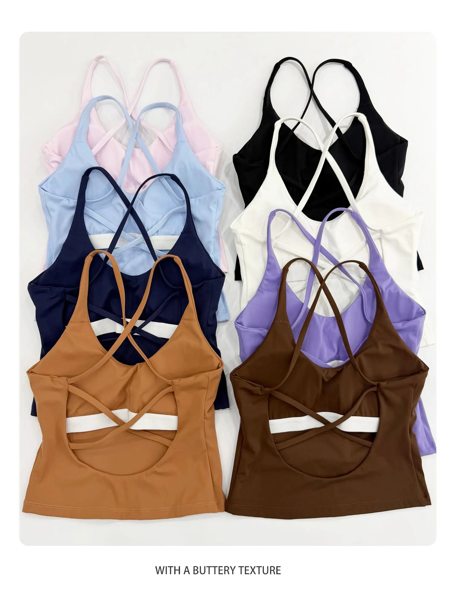 New Arrival Gym Clothes Popular Butt Lifting Leggings Crisscross Padded Yoga Tank Top Buttery Soft 2 Piece Woman Sports Sets