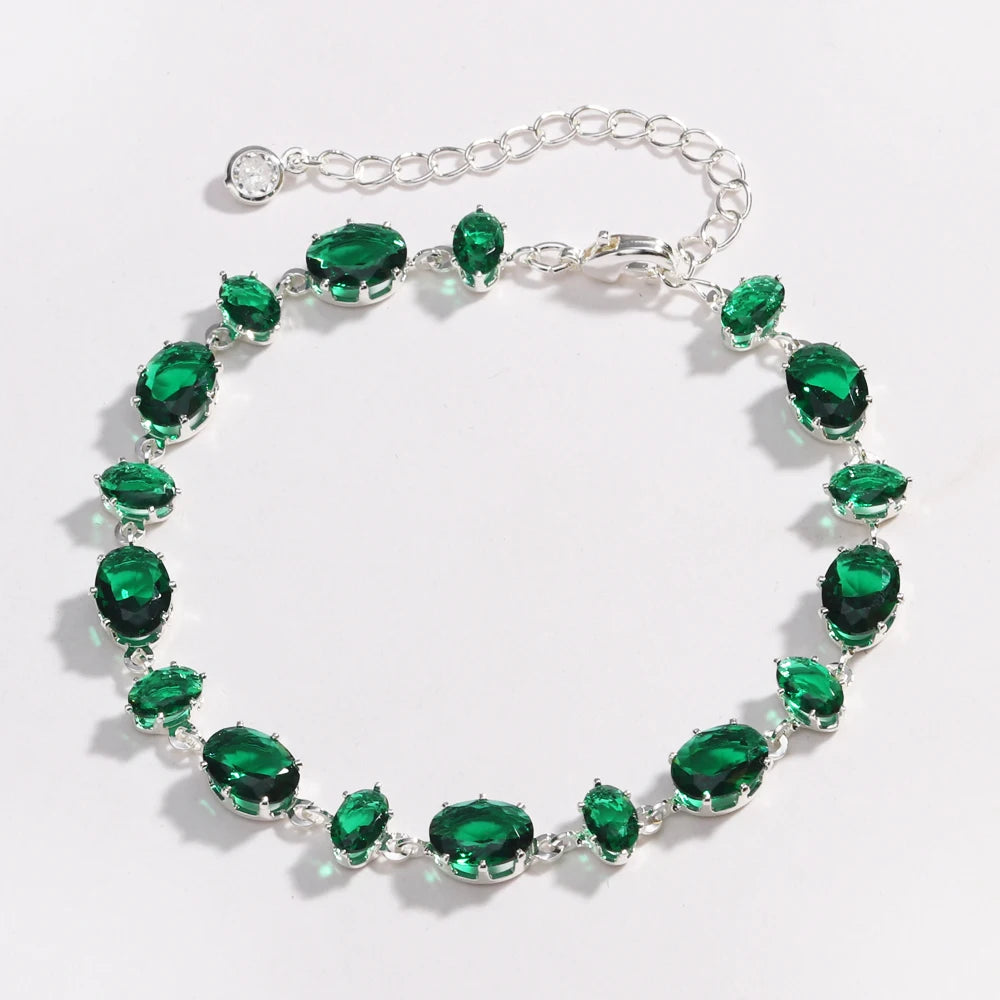 Mix Style Green Micro-inlaid Zircon Tennis Bracelet for Women ew Men Bracelet Homme Jewelry