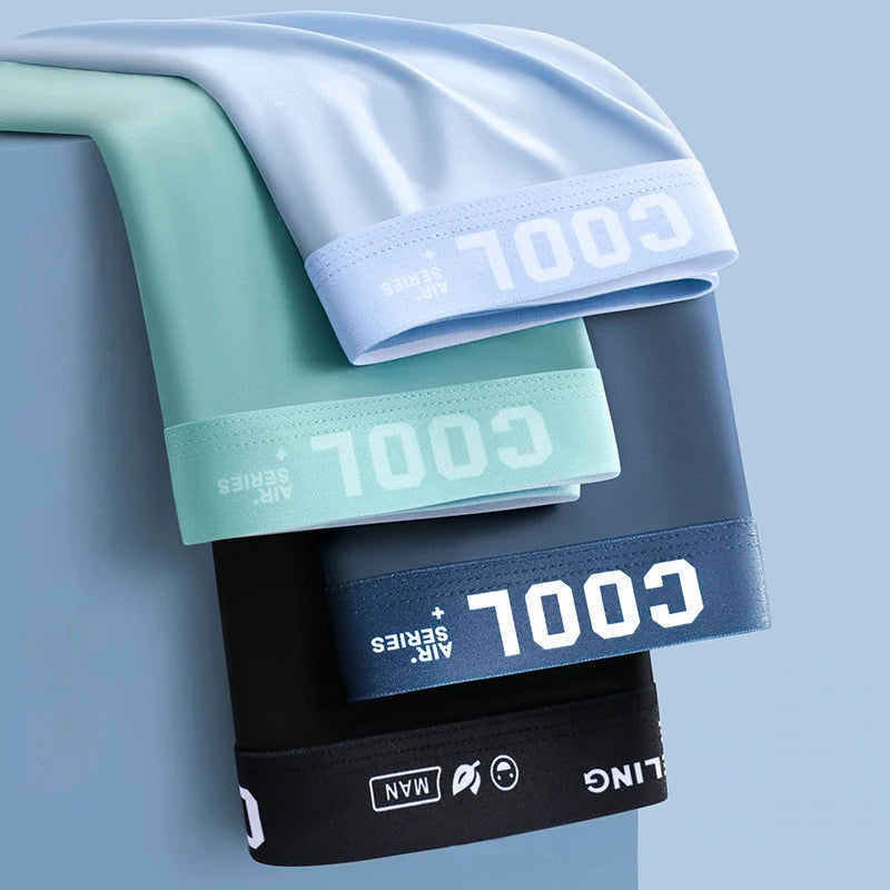 4Pcs Boxer Shorts Men's Underwear Ice Silk Underpants Sexy Panties 3A Antibacterial Breathable Elastic Lingerie Plus Size L-6XL