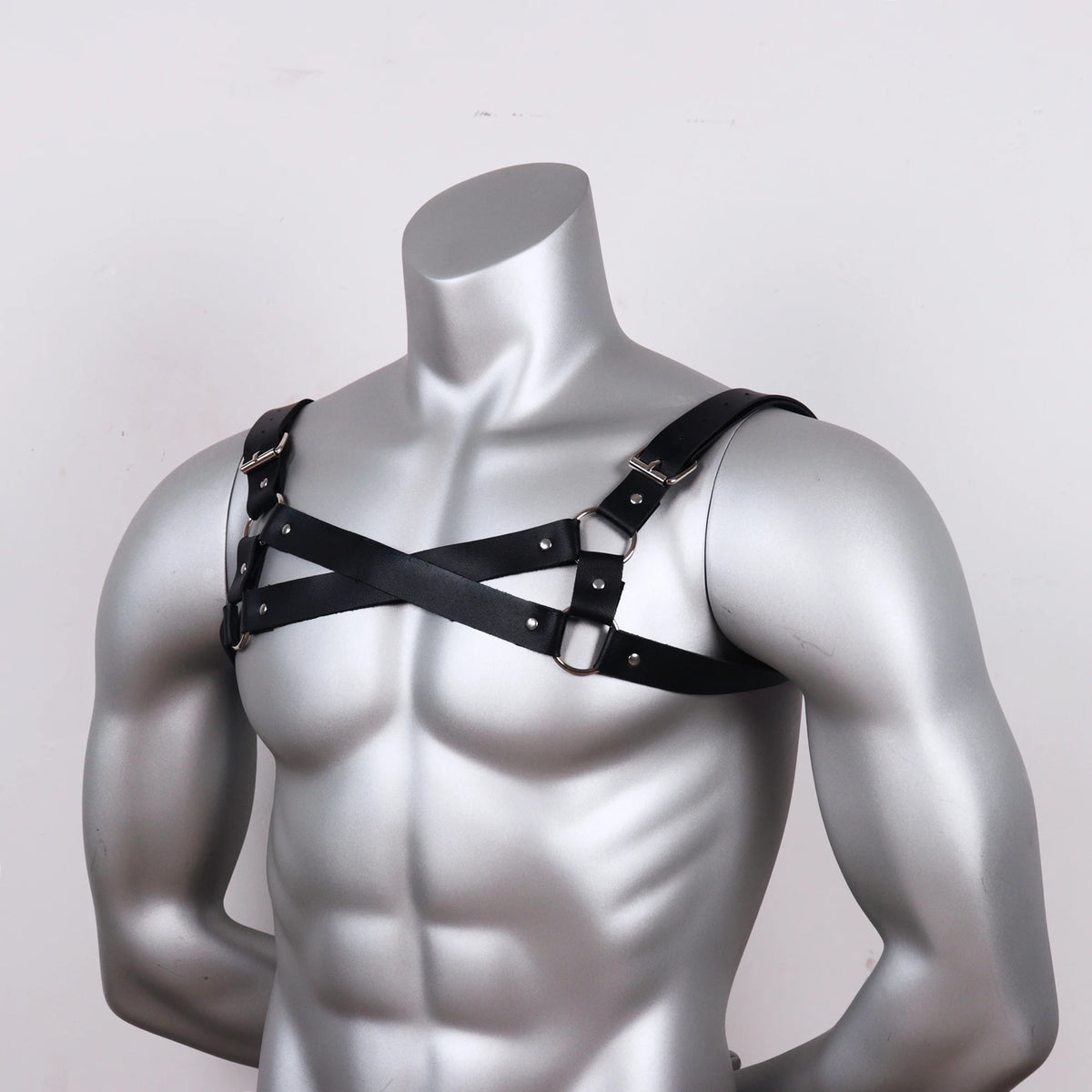Men Harness PU Leather Lingerie Body Chest Costumes Clubwear Tops Straps,Punk Rave Cosplay