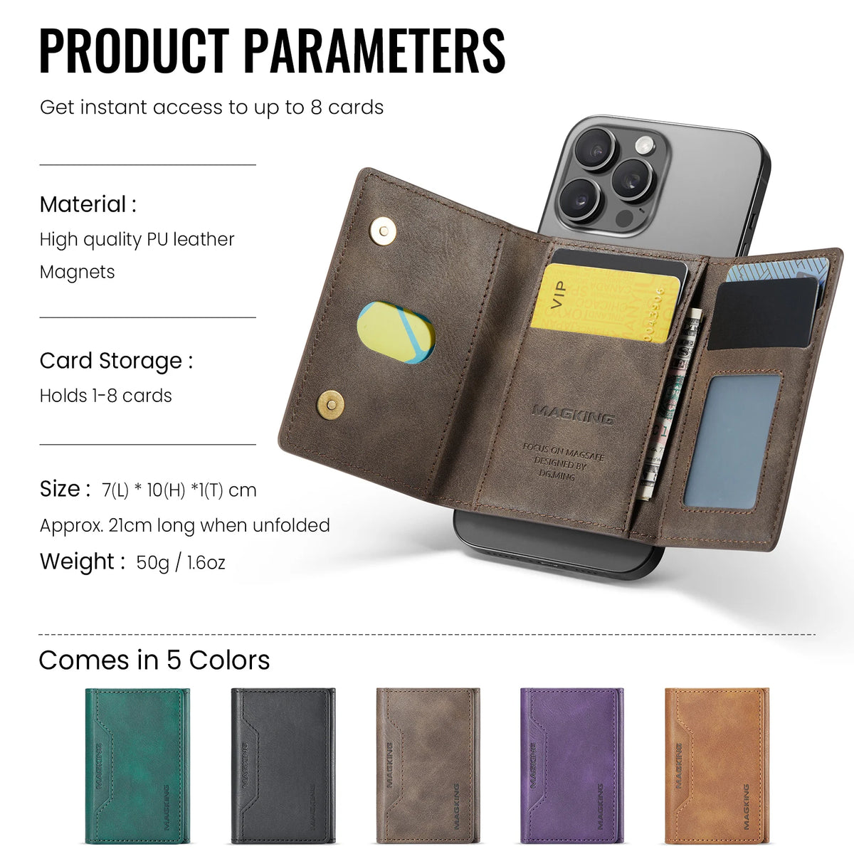 For IPhone 12 13 14 15 16 17 18 Pro Max For Magsafe Leather Wallet Magnetic Cellphone Card Holder Bank Card Strong Magnet Case