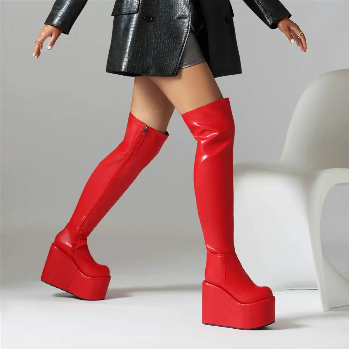 12cm High Heel Pumps Plus Size 48 Shoes Women  Big Size 50 Wedges Platform Over The Knee Boots US14 Round Toe Fashion Sneakers