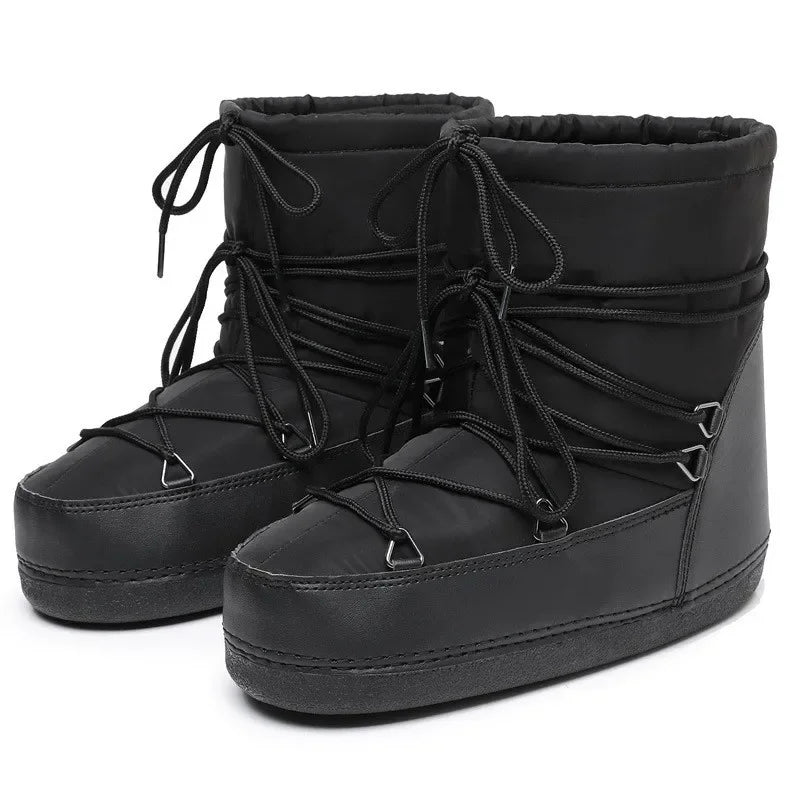 Women's Waterproof and Non-slip Cloth Space 2025 New platform heels  Short Tube Thickened Warm Snow Boots