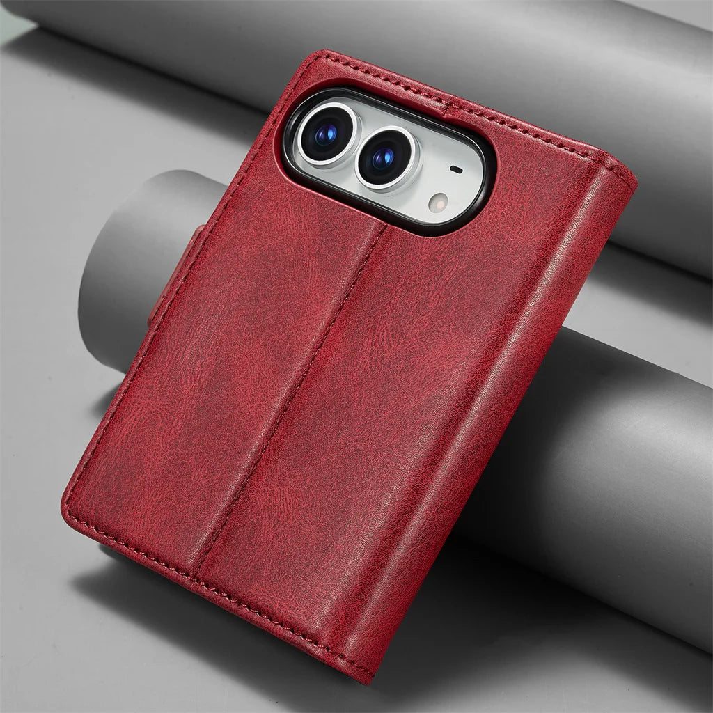 Business Leather Wallet Phone Case For Apple iPhone Duo RFID Blocking Credit Card Holder Hinge Protective Shockproof Full Cover