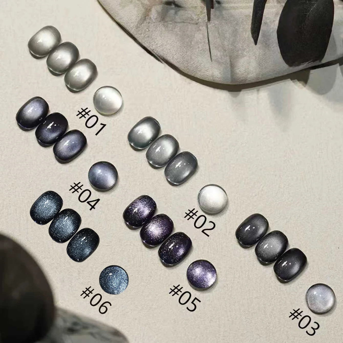 12ML 1-21pcs Autumn Nails Toe Selling Whitening Glass Bead Cat Eye Gel Nail Polish Black Nails Nail Art Grey Cat Eye Nail Glue