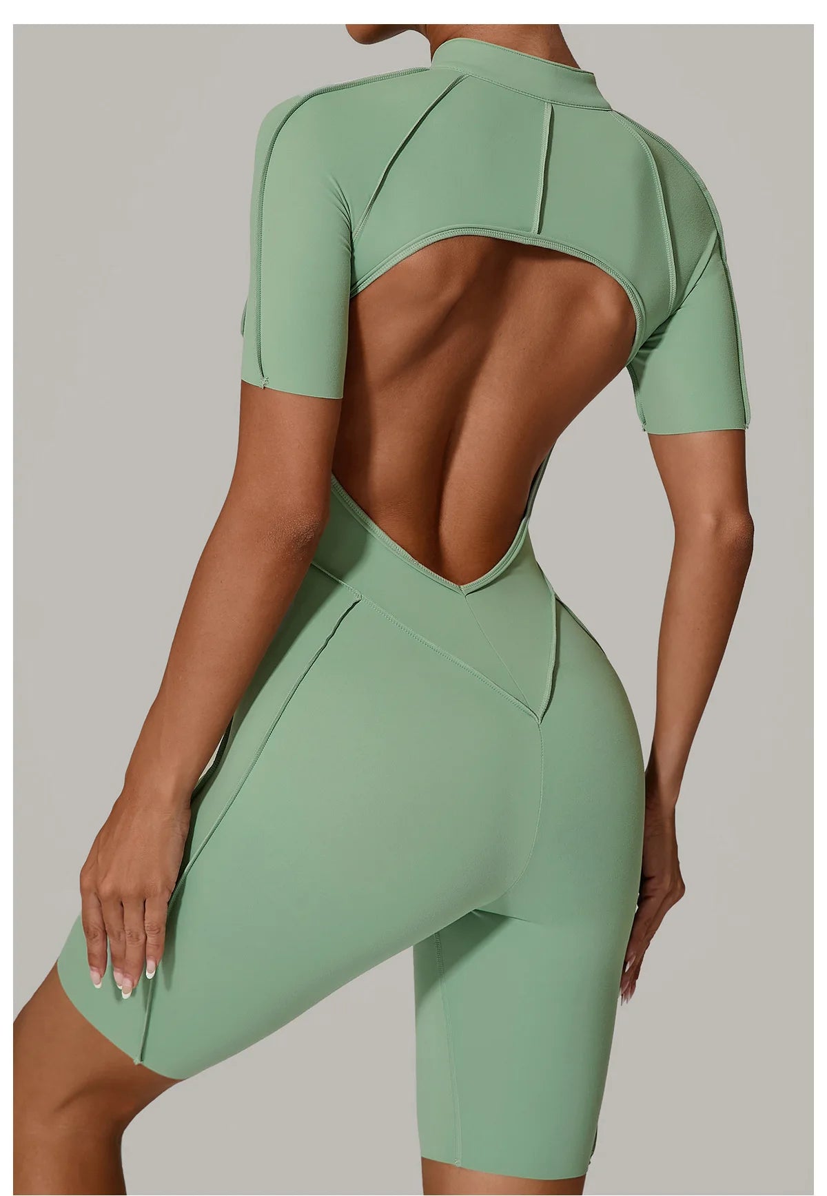 Women's Tracksuit Gym Workout Sports Clothes Outfit Zipper Jumpsuit Yoga Fitness Overalls Set Open Back Bodysuits Suit for Women