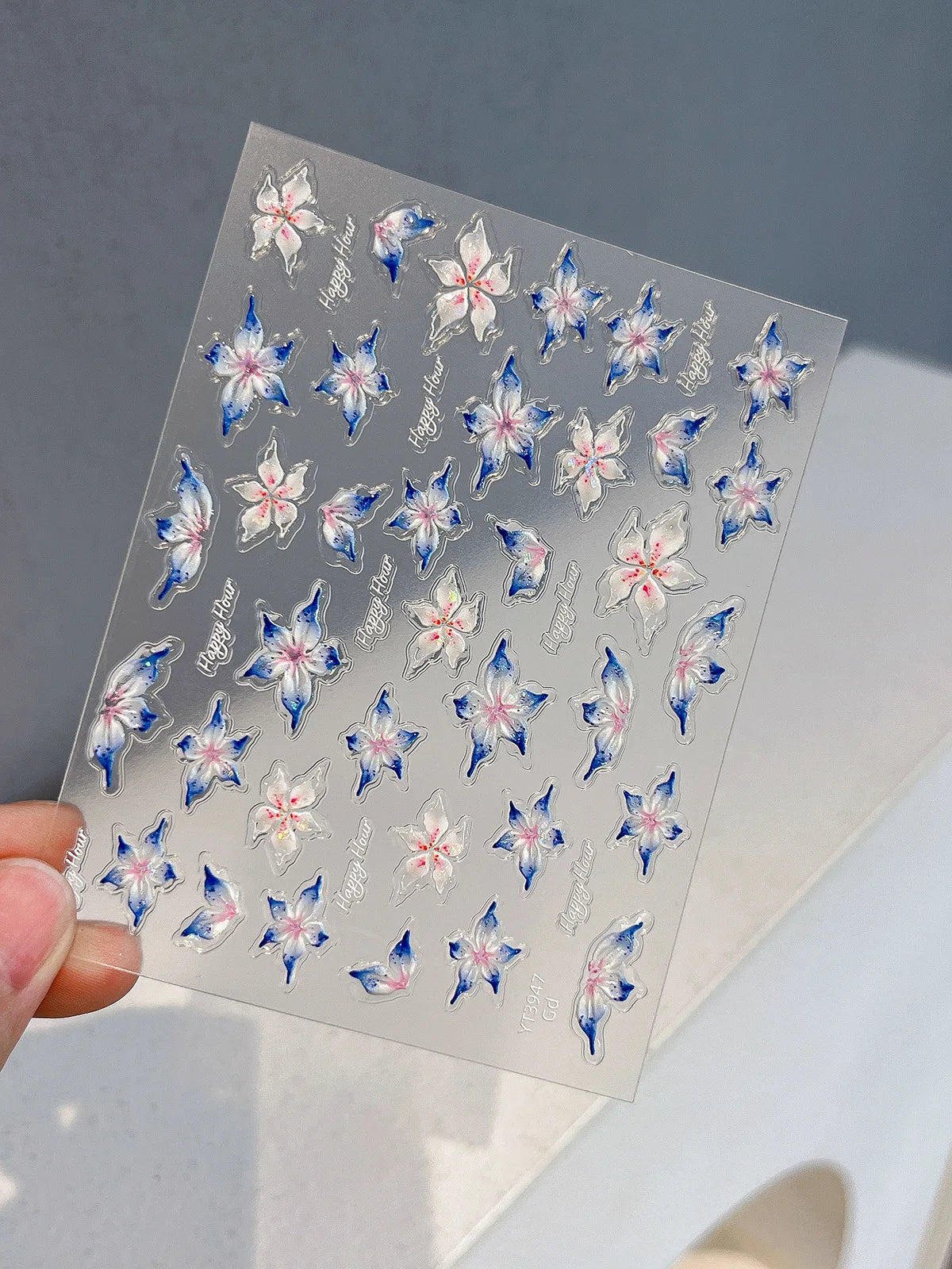 Embossed 5D Flower Nail Stickers Pink/Purple Floral Nail Decal Stickers for DIY Manicure Women Party Wedding Dating Daily Use