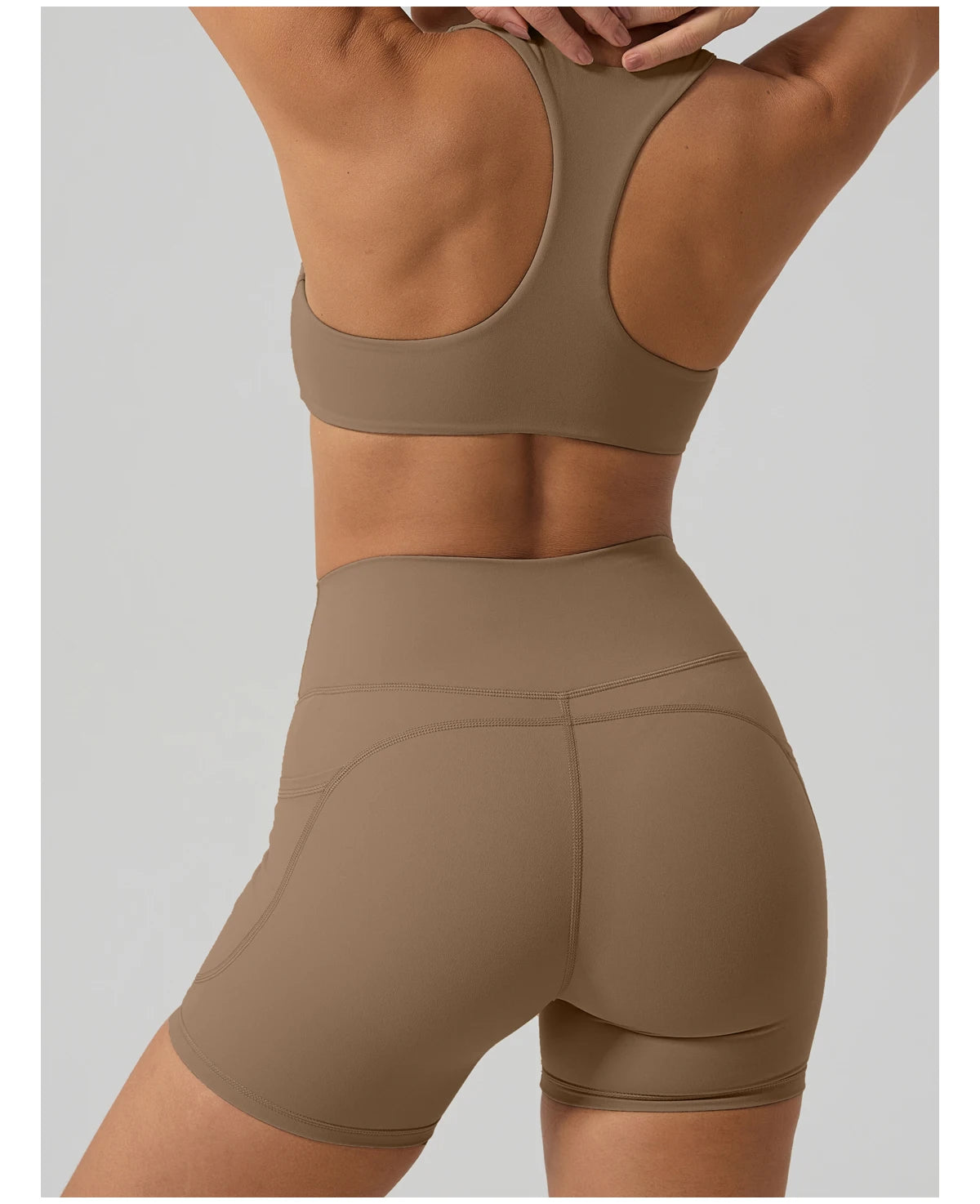 Hearuisavy Fitness Set 2Pcs Women Gym Sports Bra Running Sports Shorts With Pockets High Impact Breathable Racerback Yoga Tops