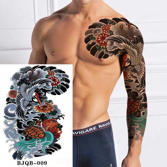 Men Super Large Chest Temporary Tattoo Stickers Full Arm Sleeve Body Art Muscle Adult Tattoo Waterproof Totem Tribal Dragon