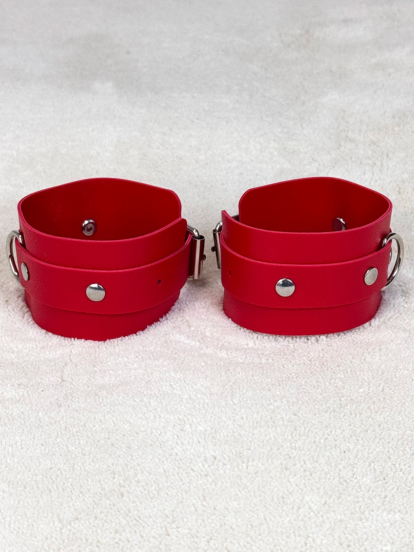 Unisex PU Leather Bracelet Bondage Leather Handcuffs Buckle Adjustable Vintage Punk Fetish Clothing Accessories Restraints Kink