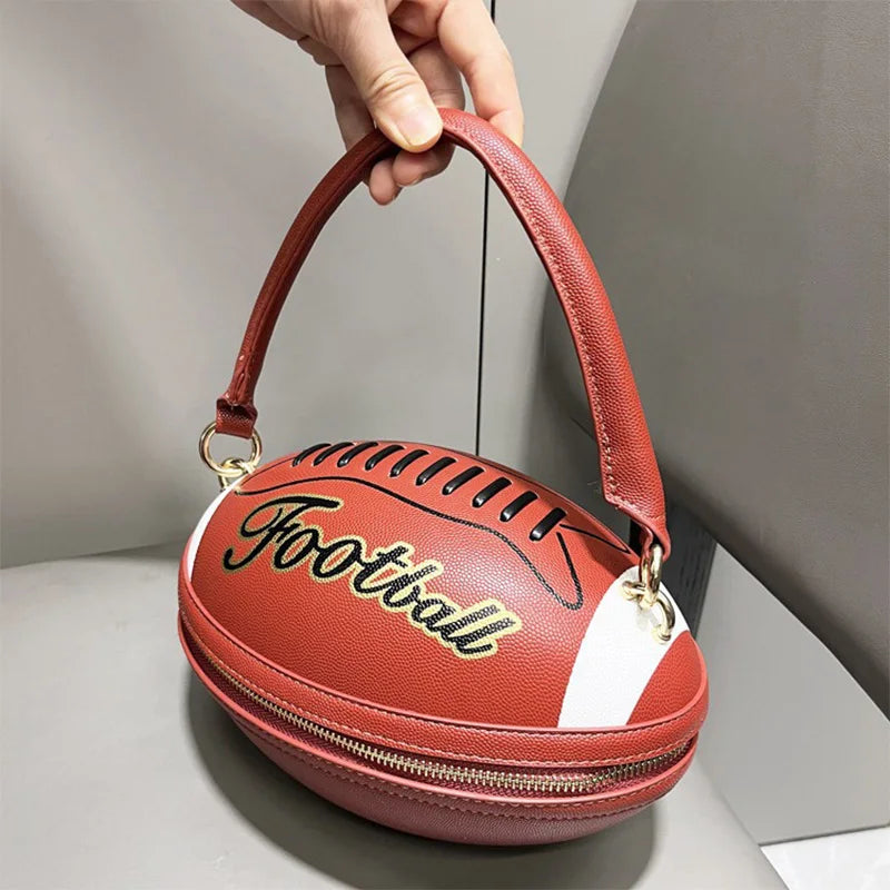 Football-shaped Messenger Bag Creative Niche Interesting Fashionable Versatile Suitable Commit Party Can Single-shoulder Handbag